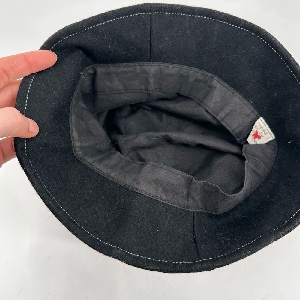 Vintage 40s-50s Wool Black winter Fedora Buckle bucket Hat classic‎ classy style - Picture 6 of 7